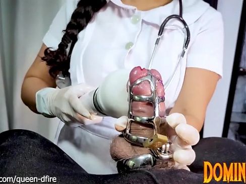 Nurse Edging Chastity Patient in Chastity Cage by DominaFire